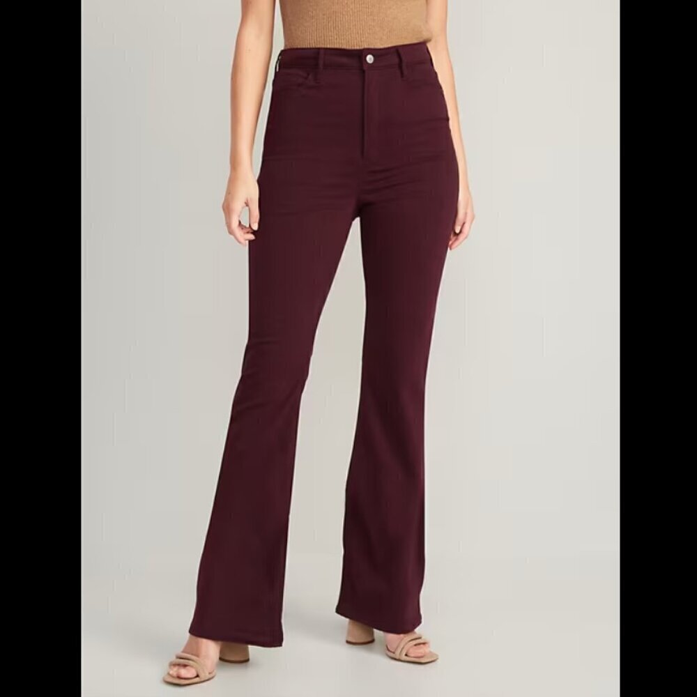 Old Navy Women's Size 2 Tall Higher High-Waisted Pop-Color Flare Jeans Raisin
